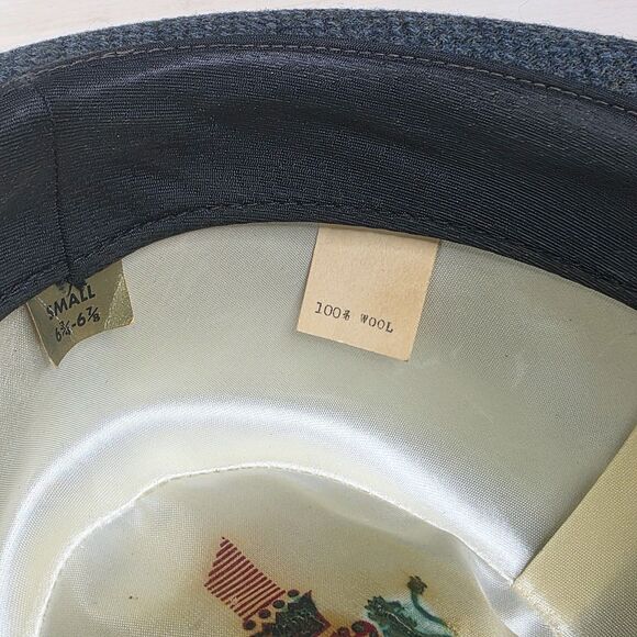 Vintage Tweed Wool Towncraft Fedora Hat Gray Size Small 6 3/4 - 6 7/8 - Picture 8 of 13